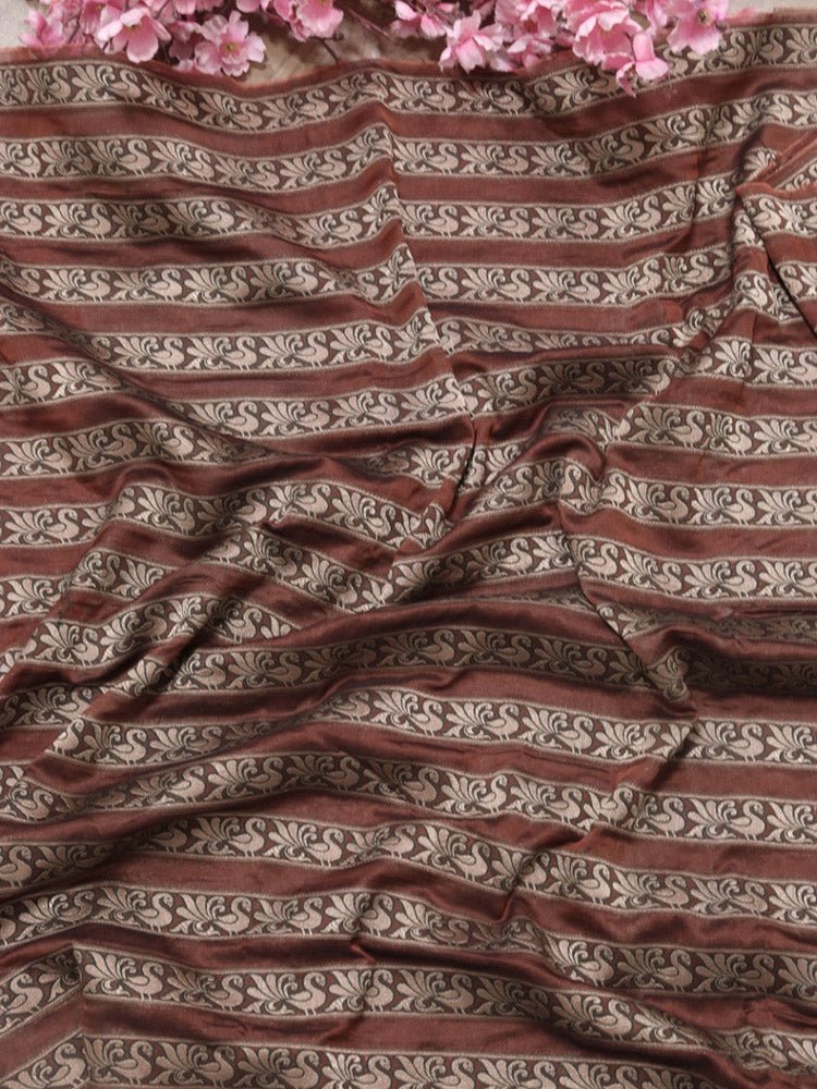 Brown Banarasi Silk Fabric ( 1 Mtr ) - Luxurion World