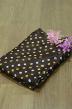 Brown Bandhani Pure Gajji Silk Fabric ( 1 Mtr ) - Luxurion World