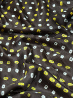 Brown Bandhani Pure Gajji Silk Fabric ( 1 Mtr ) - Luxurion World