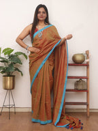 Brown Bengal Plain Cotton Saree - Luxurion World
