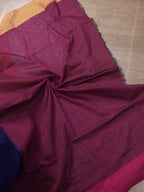 Brown Bengal Plain Cotton Saree, Contrast Border - Luxurion World