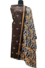 Brown Bhagalpur Linen Two Piece Unstitched Suit Set With Digital Printed Dupatta - Luxurion World