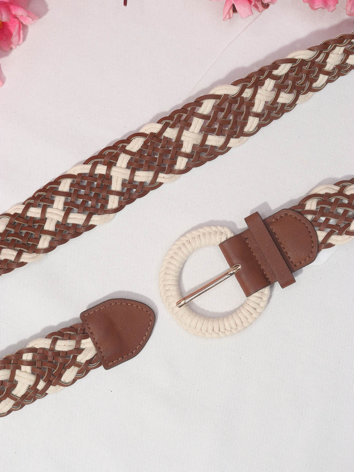 Braided Faux Leather Belt with Cord Buckle - Professional Accessory