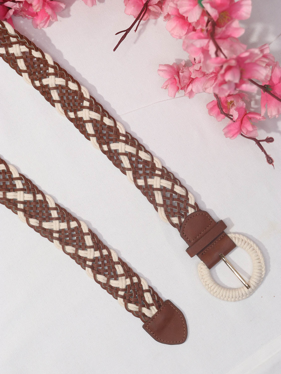 Braided Faux Leather Belt with Cord Buckle - Professional Accessory