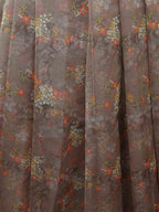 Brown Digital Printed Organza Unstitched Lehenga Fabric - Luxurion World