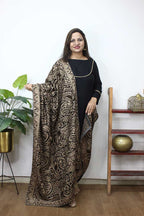 Brown Embroidered Trendy Velvet Dupatta - Luxurion World