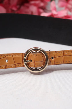 Stylish Brown Faux Leather Belt: Elastic Buckle Accessory - Luxurion World