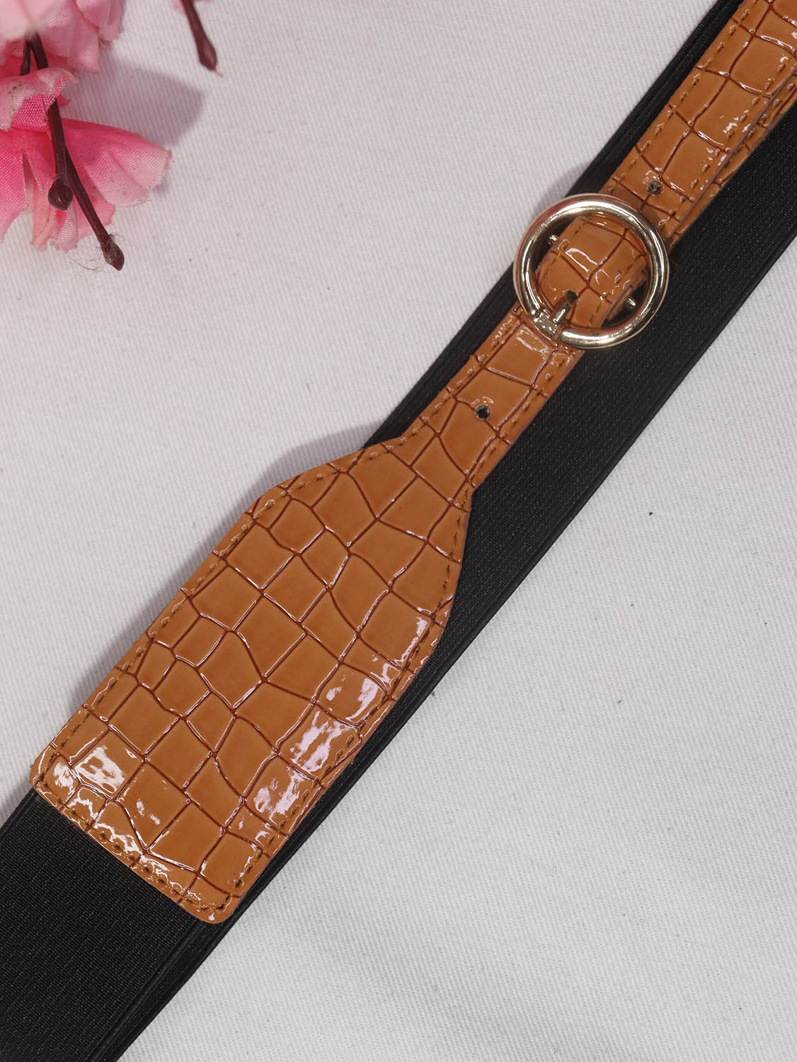 Stylish Brown Faux Leather Belt: Elastic Buckle Accessory - Luxurion World