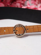 Stylish Brown Faux Leather Belt: Elastic Buckle Accessory - Luxurion World