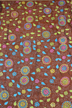 Brown Hand Embroidered Kantha Silk Fabric ( 1 Mtr ) - Luxurion World