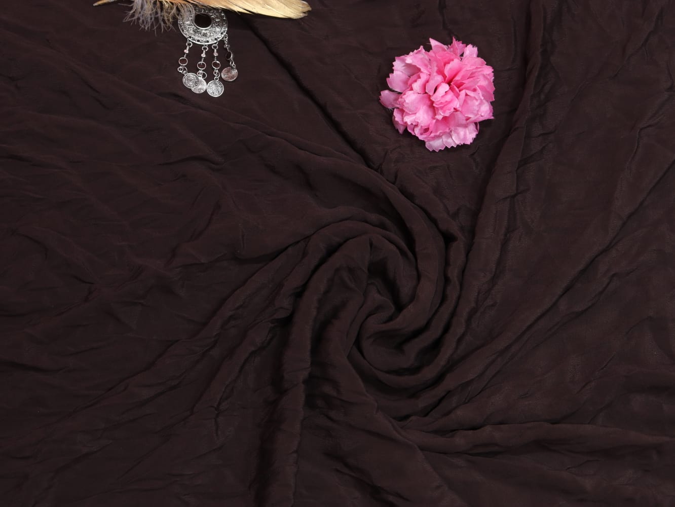 Brown Plain Crepe Fabric ( 1 mtr) - Luxurion World