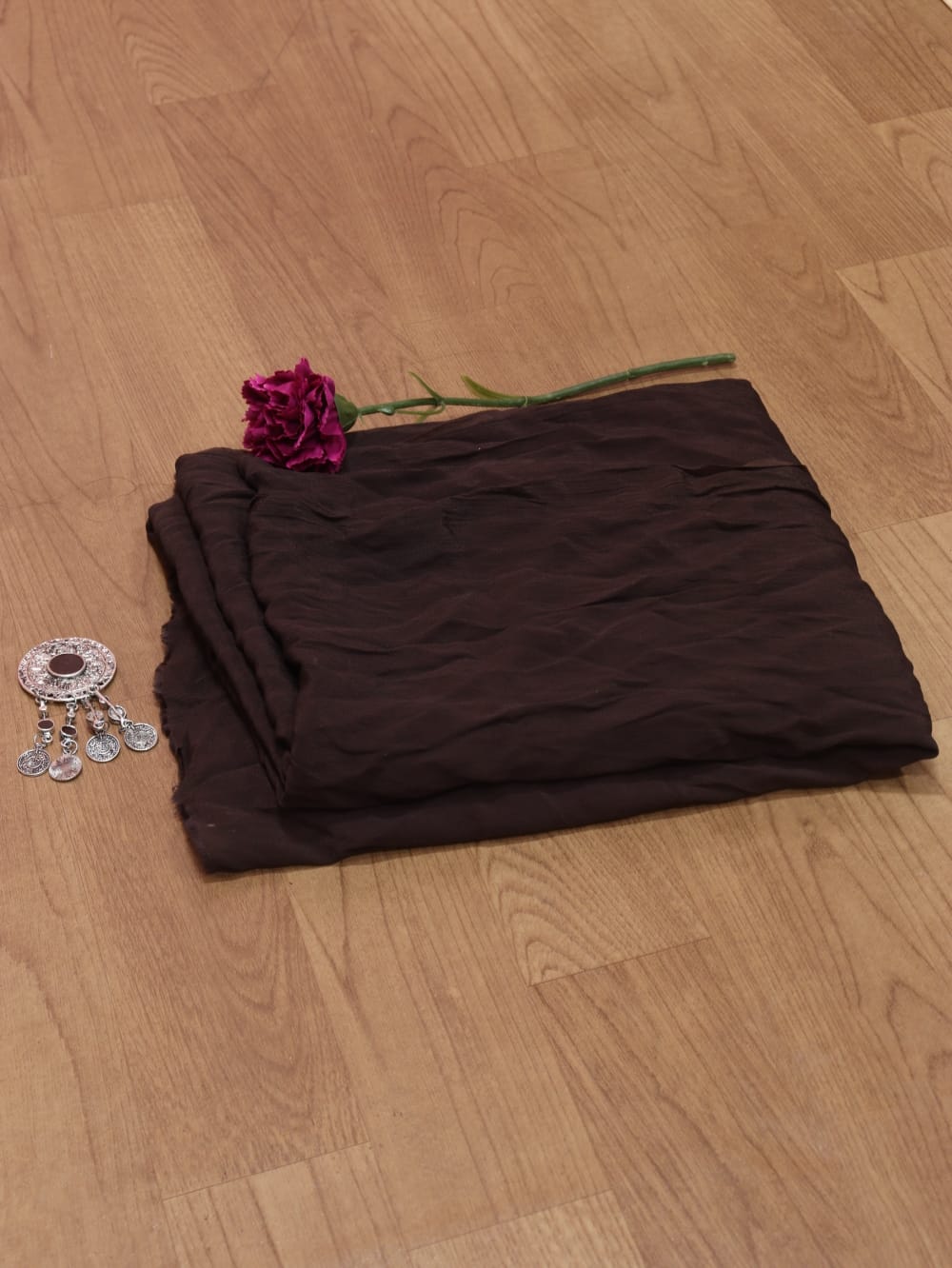Brown Plain Crepe Fabric ( 1 mtr) - Luxurion World