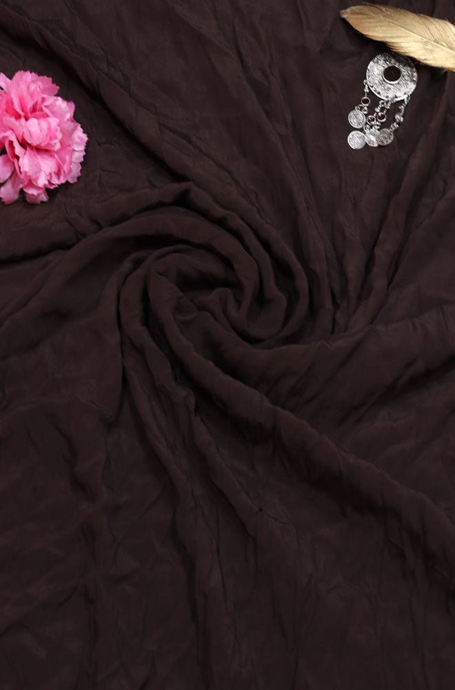 Brown Plain Crepe Fabric ( 1 mtr) - Luxurion World