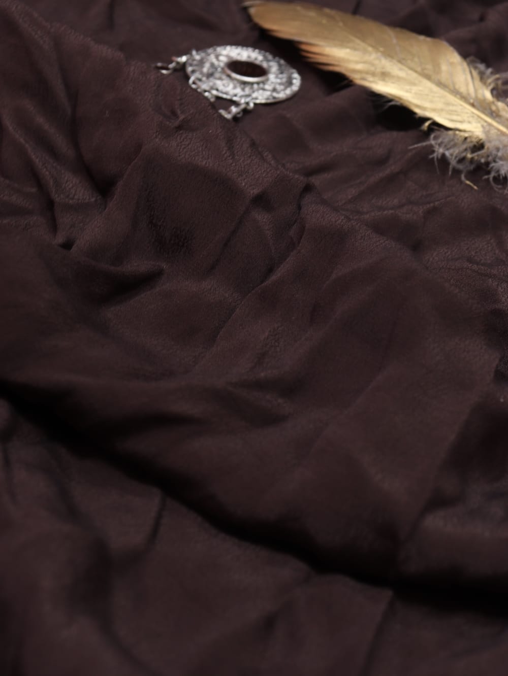 Brown Plain Crepe Fabric ( 1 mtr) - Luxurion World