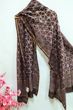 Brown Shibori Cotton Silk Dupatta - Luxurion World