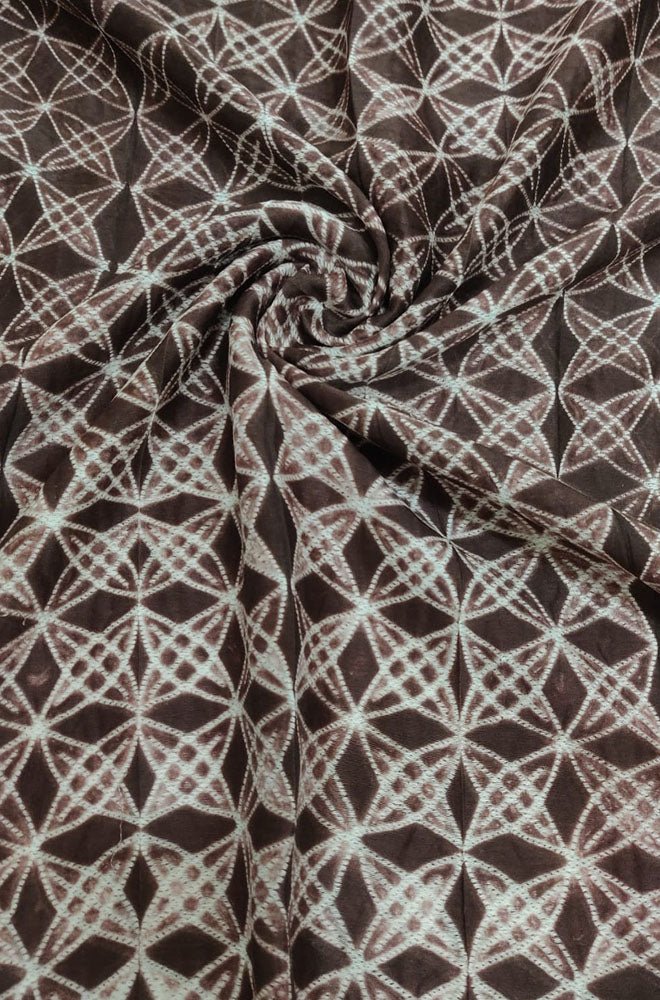 Brown Shibori Cotton Silk Fabric ( 2.5 Mtr ) - Luxurion World