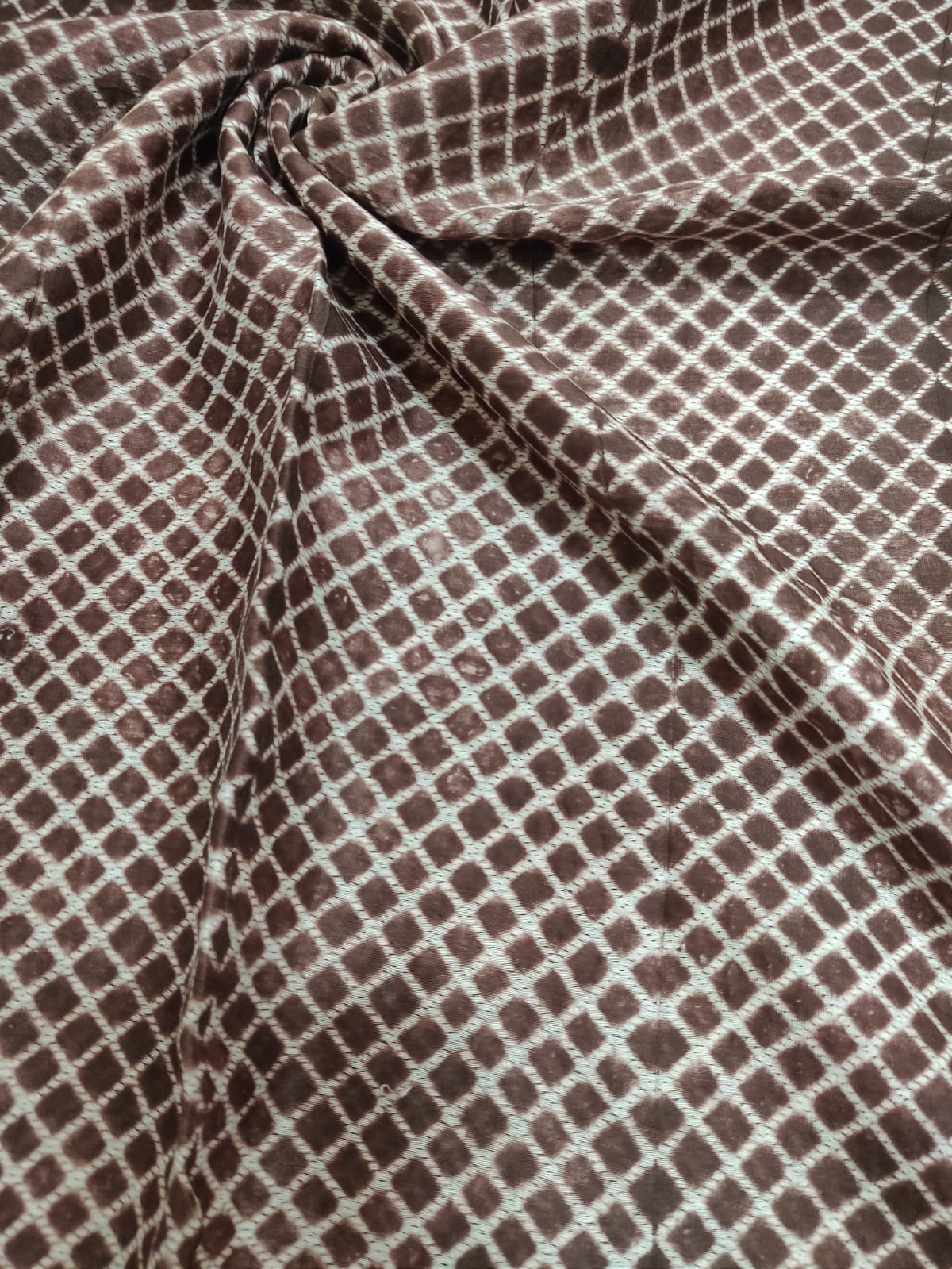 Brown Shibori Cotton Silk Fabric ( 2.5 Mtr ) - Luxurion World
