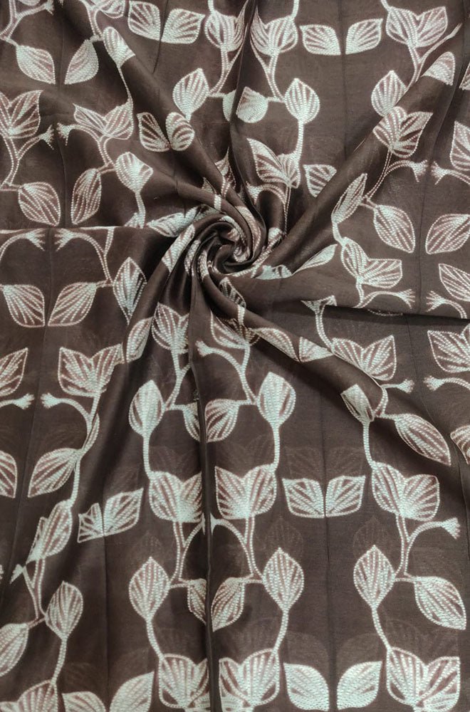 Brown Shibori Cotton Silk Fabric ( 2.5 Mtr ) - Luxurion World