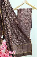 Brown Shibori Cotton Silk Two Piece Unstitched Suit Set - Luxurion World