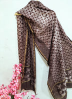 Brown Shibori Cotton Silk Two Piece Unstitched Suit Set - Luxurion World