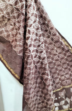 Brown Shibori Cotton Silk Two Piece Unstitched Suit Set - Luxurion World