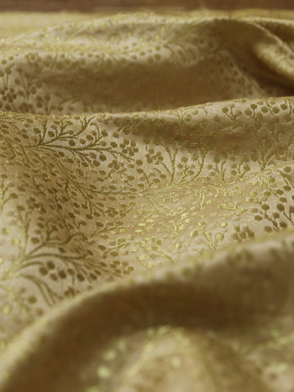 Cream Banarasi Silk Brocade Fabric (0.75 Mtr) - Luxurion World