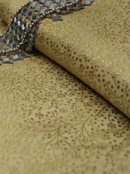 Cream Banarasi Silk Brocade Fabric (0.75 Mtr) - Luxurion World