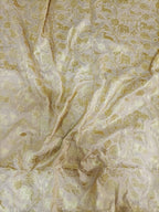 Cream Banarasi Silk Shikargha Design Fabric (1Mtr) - Luxurion World
