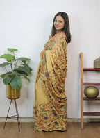 Cream Embroidered Kashmiri Aari Work Georgette Saree - Luxurion World