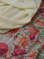 Cream Embroidered Kashmiri Aari Work Georgette Saree - Luxurion World
