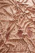 Cream Hand Embroidered Kashmiri Sozni Work Crepe Saree - Luxurion World