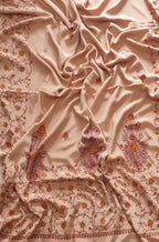 Cream Hand Embroidered Kashmiri Sozni Work Crepe Saree - Luxurion World