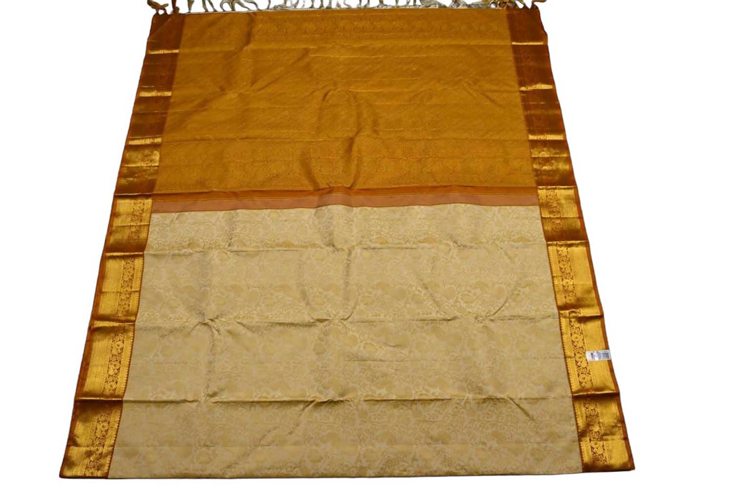 Cream Handloom Kanjeevaram Pure Silk Saree - Luxurion World