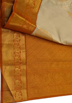 Cream Handloom Kanjeevaram Pure Silk Saree - Luxurion World