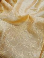 Cream Plain Chanderi Silk Fabric ( 0.5 Mtr) - Luxurion World