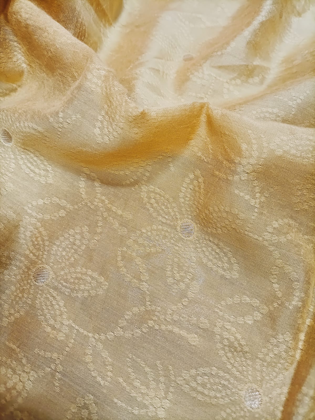 Cream Plain Chanderi Silk Fabric ( 0.5 Mtr) - Luxurion World
