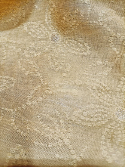 Cream Plain Chanderi Silk Fabric ( 0.5 Mtr)