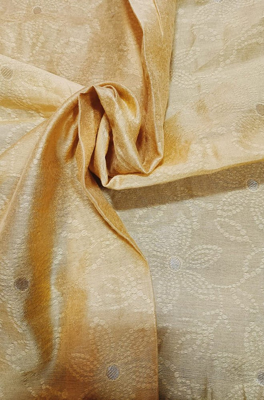 Cream Plain Chanderi Silk Fabric ( 0.5 Mtr) - Luxurion World