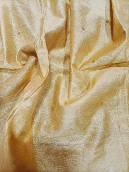 Cream Plain Chanderi Silk Fabric ( 0.5 Mtr)