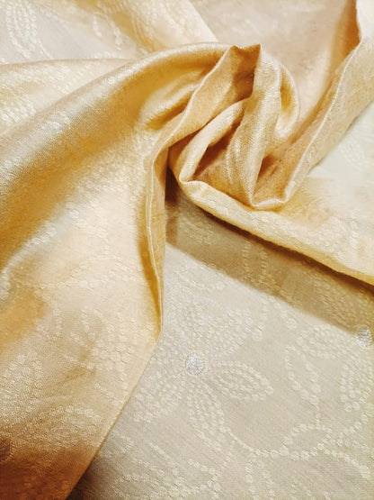 Cream Plain Chanderi Silk Fabric ( 0.5 Mtr) - Luxurion World