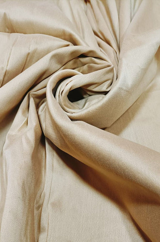 Cream Plain Cotton Silk Fabric ( 1 Mtr) - Luxurion World
