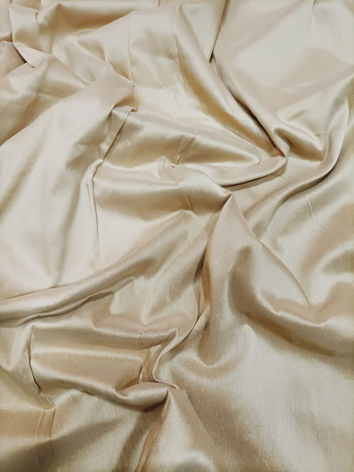 Cream Plain Cotton Silk Fabric ( 1 Mtr) - Luxurion World