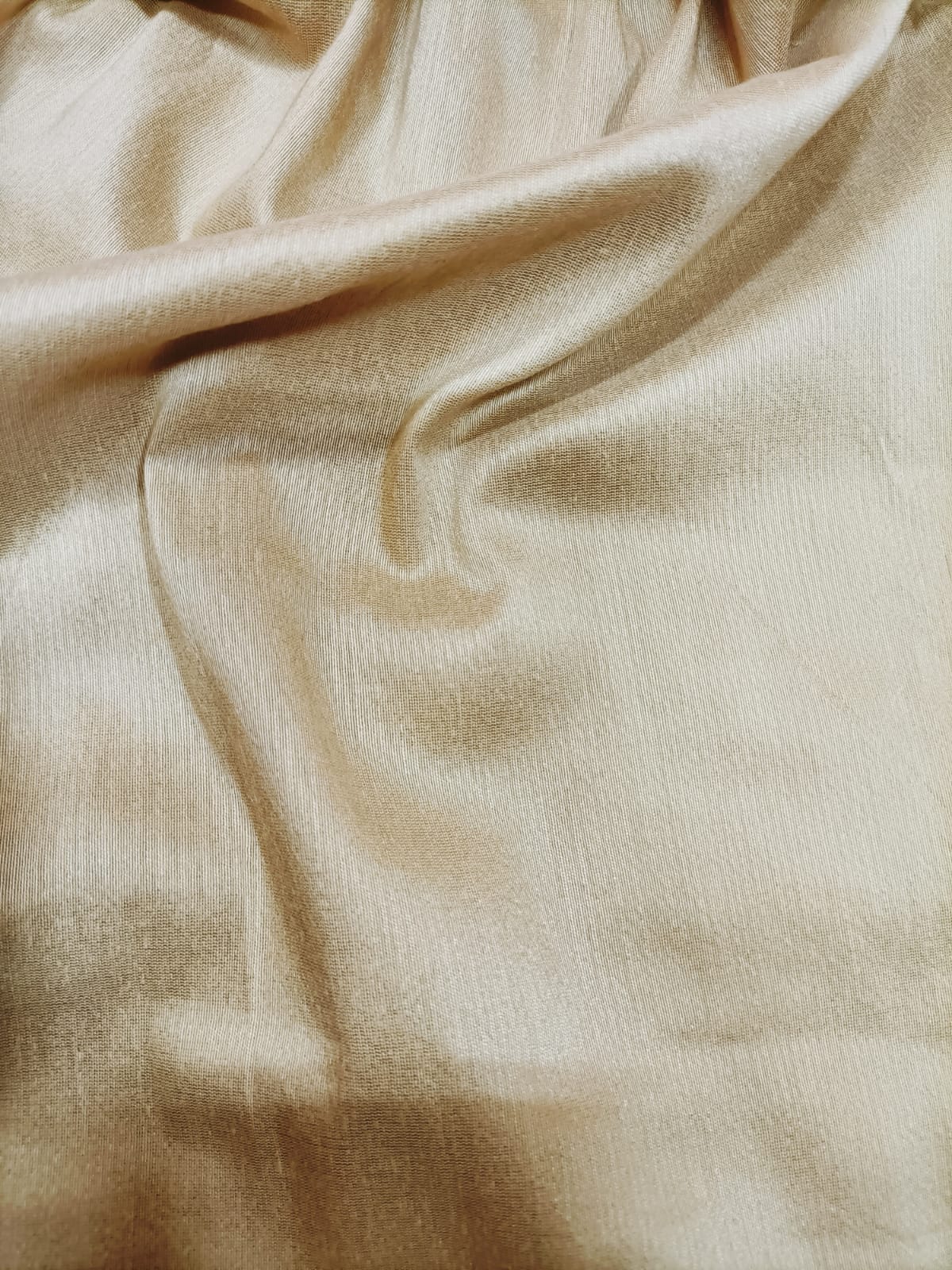 Cream Plain Cotton Silk Fabric ( 1 Mtr)Luxurionworld