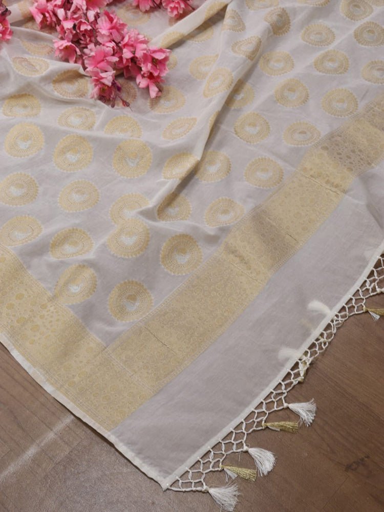 Dyeable Banarasi Chanderi Silk Dupatta - Luxurion World