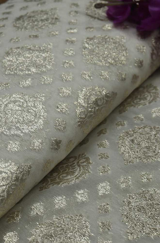 Dyeable Banarasi Chanderi Silk Fabric ( 1 Mtr ) - Luxurion World