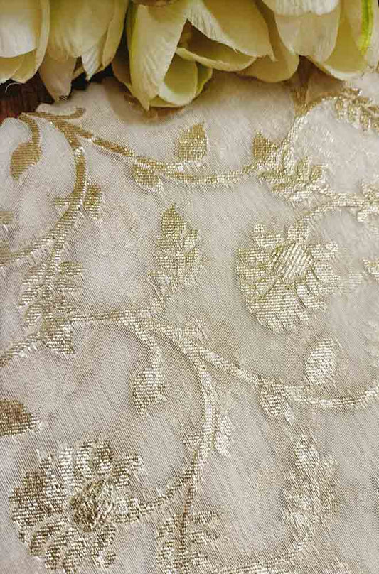 Dyeable Banarasi Chanderi Silk Fabric ( 1 Mtr ) - Luxurion World