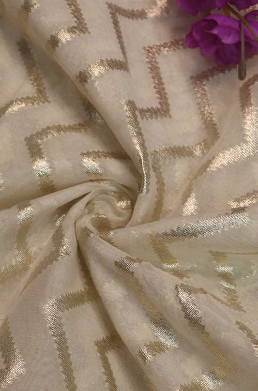 Dyeable Banarasi Chanderi Silk Fabric ( 0.60 Mtr ) - Luxurion World