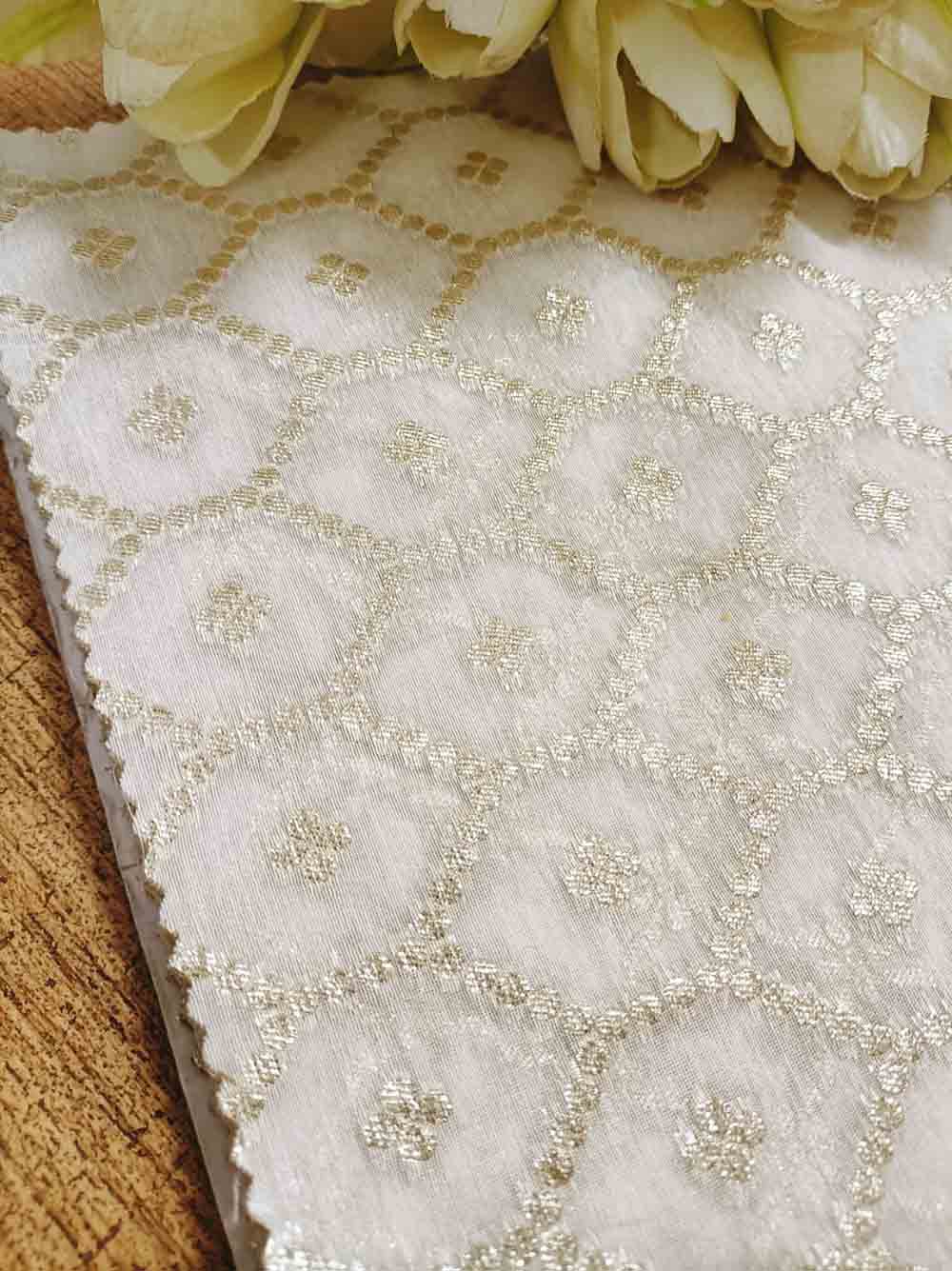 Dyeable Banarasi Chanderi Silk Fabric ( 1 Mtr ) - Luxurion World