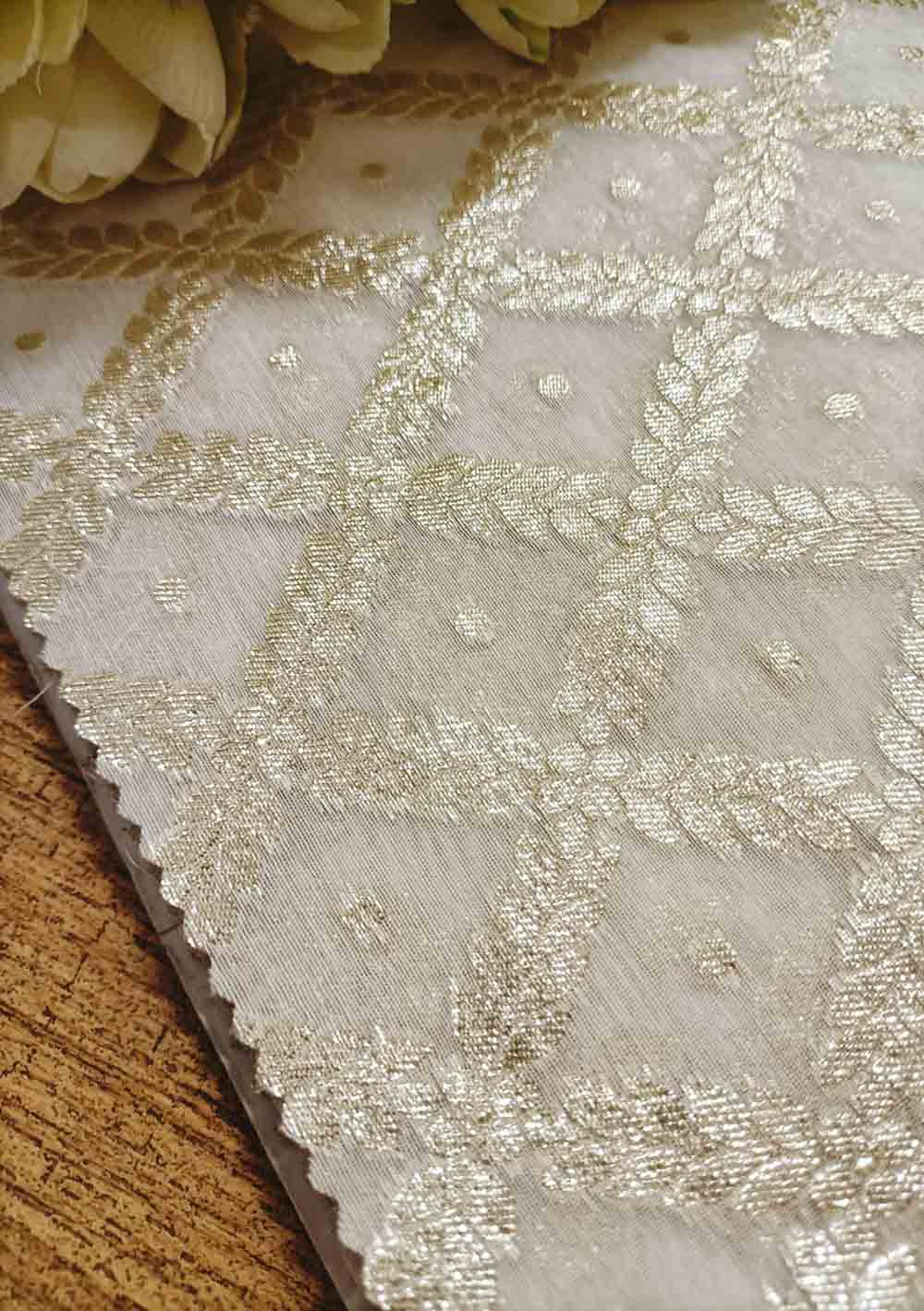 Dyeable Banarasi Chanderi Silk Fabric ( 1 Mtr ) - Luxurion World