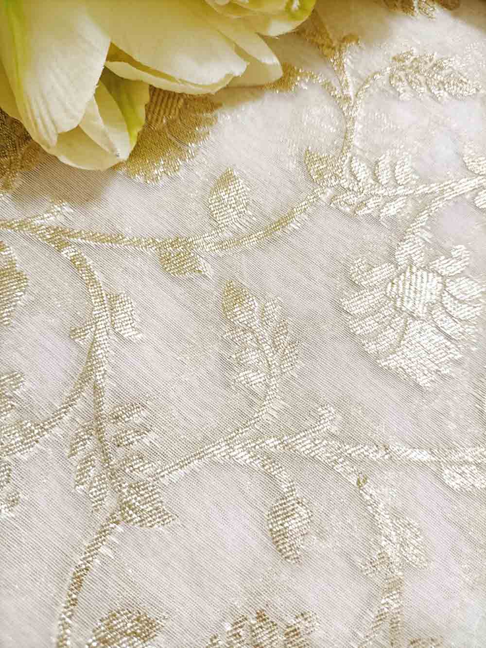 Dyeable Banarasi Chanderi Silk Fabric ( 1 Mtr ) - Luxurion World